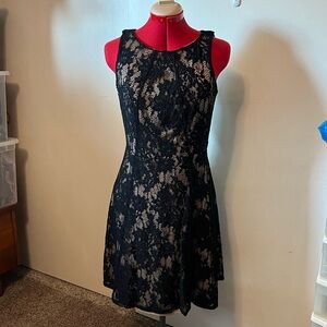 Black Floral Lace Dress Fit & Flare